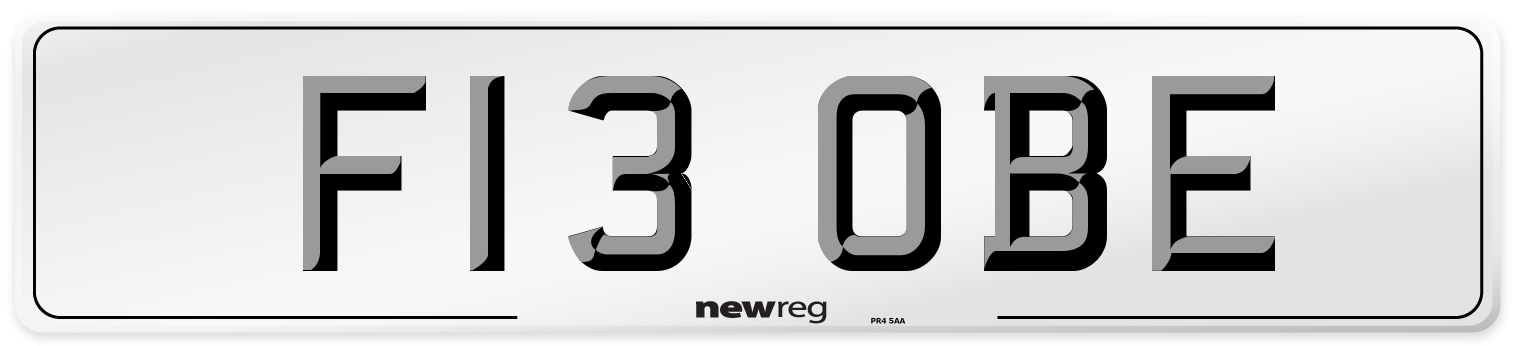 F13 OBE Number Plate from New Reg